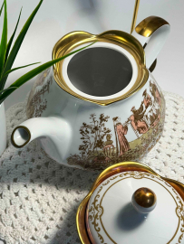 Чайник без крышки и сахарница с трещиной на крышке. Jlmenau с росписью от Reichenbach Германия. Картинка 8